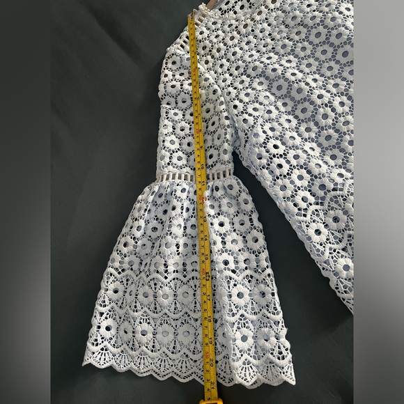 J. Crew Blue Daisylace Bell Sleeve Party Top - Picture 12 of 14